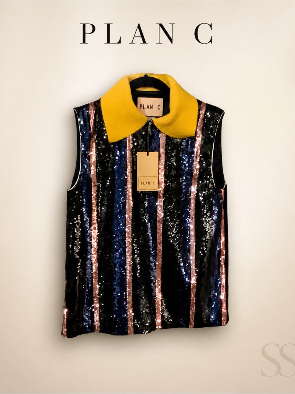 PLAN C Women’s Sleeveless Sequin Top Blouse size XS IT40 NWT